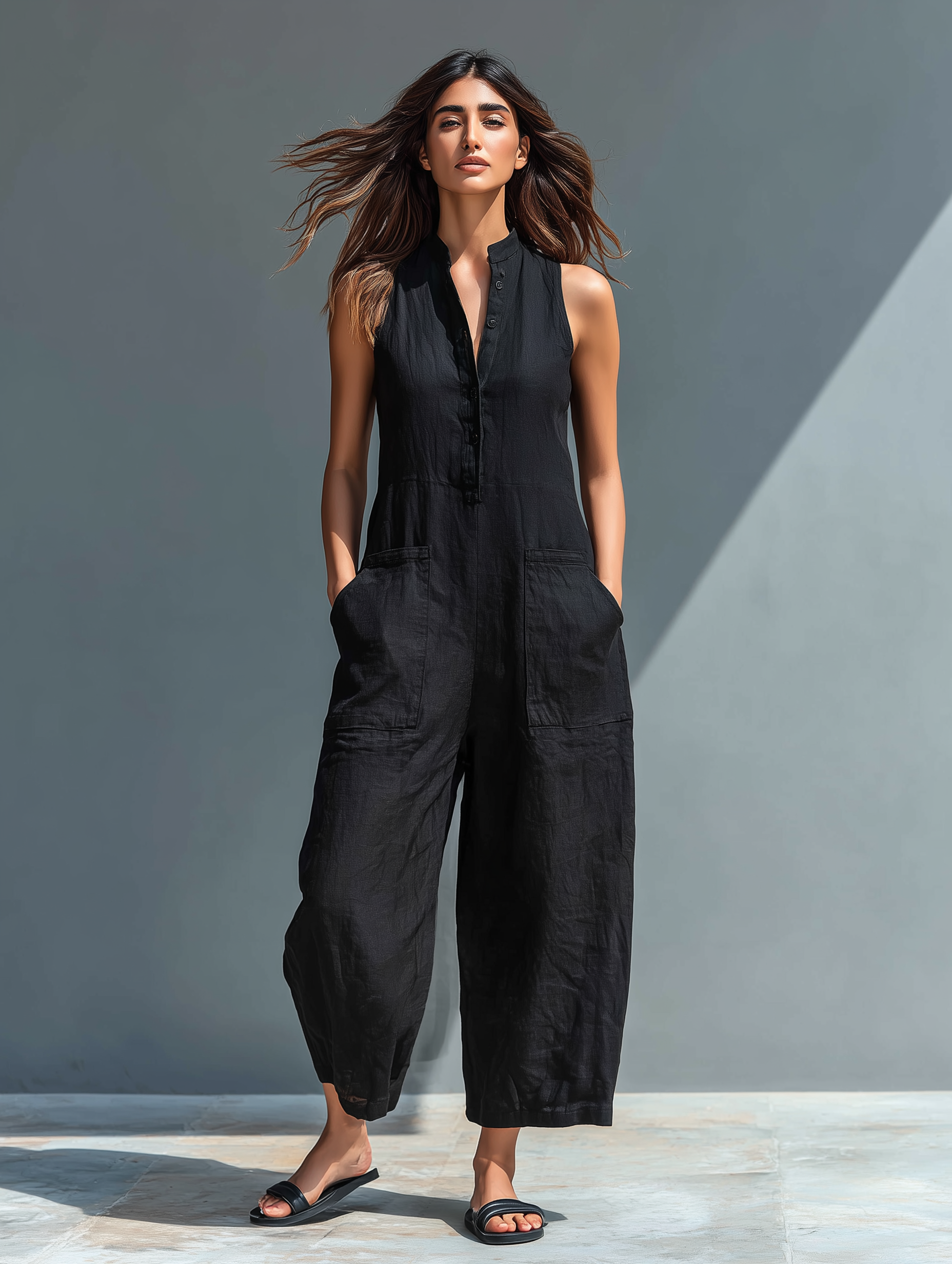 Ensemble en lycra minimaliste sans manches avec col montant MDZ2725A5Y