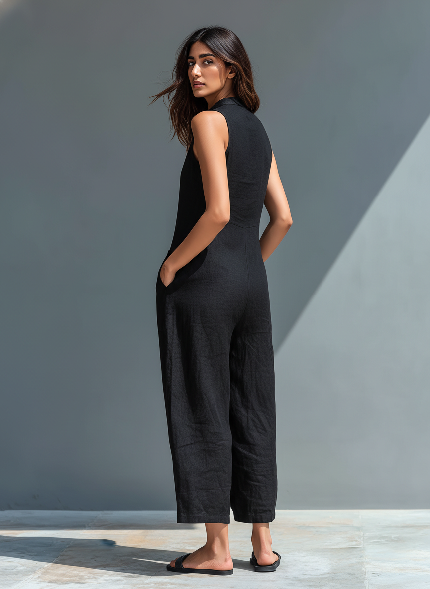 Ensemble en lycra minimaliste sans manches avec col montant MDZ2725A5Y