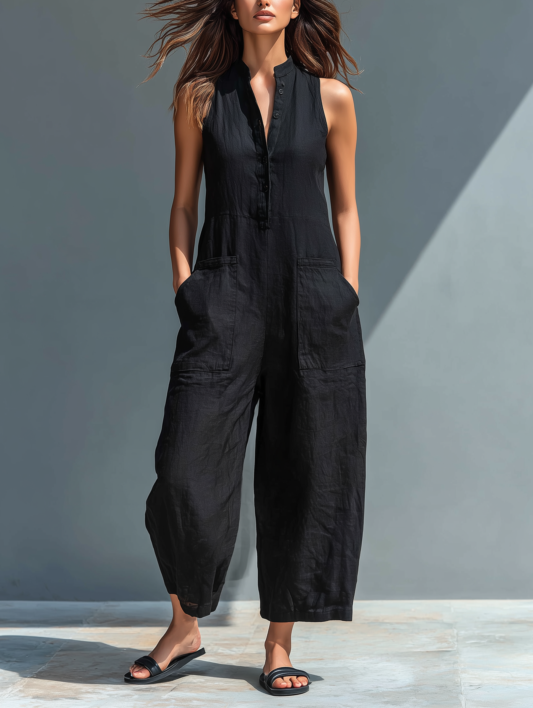 Ensemble en lycra minimaliste sans manches avec col montant MDZ2725A5Y